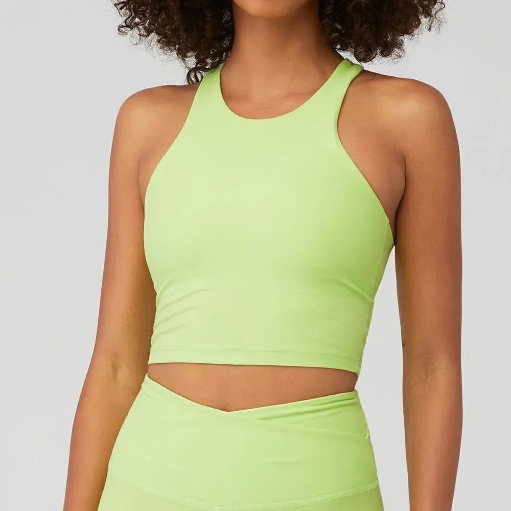 Beyond Yoga Spacedye Focus Cropped Workout Tank Top in Lime Size XS